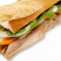 Grilled Chicken Baguette Sandwich · Recommended. Served on a ten-inch baguette. Includes house pickle (daikon and carrot), onion...