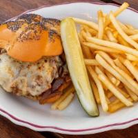 Impossible Burger · Impossible patty, house baked kaiser, swiss cheese, onion, worcestershire aioli, w/ french f...