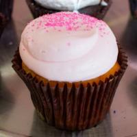 Pink Vanilla · Vanilla cupcake topped with pink vanilla buttercream.