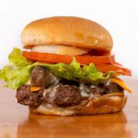 Single Gyro Burger · Beef Patty and Gyro, Lettuce, Tomato, Onion, Cheese and White Sauce