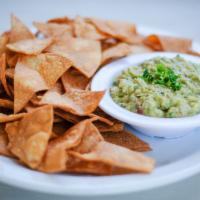 Chips And Guacamole (Gf, V) · Freshly fried Tortilla chips with homemade guacamole