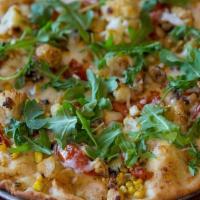 Cauliflower Heaven Pizza · 12'' Gluten-Free Cauliflower crust topped with juicy roasted garlic tomatoes, baked mushroom...