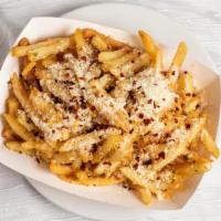 Garlic Fries · French fries with fresh garlic, butter and chili flakes