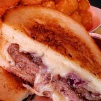 The Deli Melt · Beef patty swiss cheese grilled onion rye bread