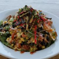 Bbq Chicken Salad · New. Savory combination of grilled chicken, tomatoes, black beans, corn, cilantro, red onion...