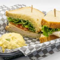 Turkey Pesto  · Oven roasted turkey breast, provolone, lettuce, tomato and pesto-mayo