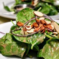 Spinach Salad · red onion, bacon, almonds, balsamic