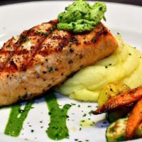 Salmon Main · grilled filet, provencal butter, served with potatoes and vegetables