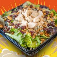 Crazy Greens Salad - Full · Premium grilled chicken breast, mixed greens, gorgonzola cheese, glazed cranberry walnuts an...