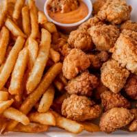 Popcorn Chicken · Fried Popcorn Chicken + Fries Included + Dipping Sauce