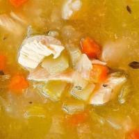 Organic Chicken & Rice Soup · Organic chicken with organic celery, carrots, garlic, onions, fresh thyme and organic brown ...
