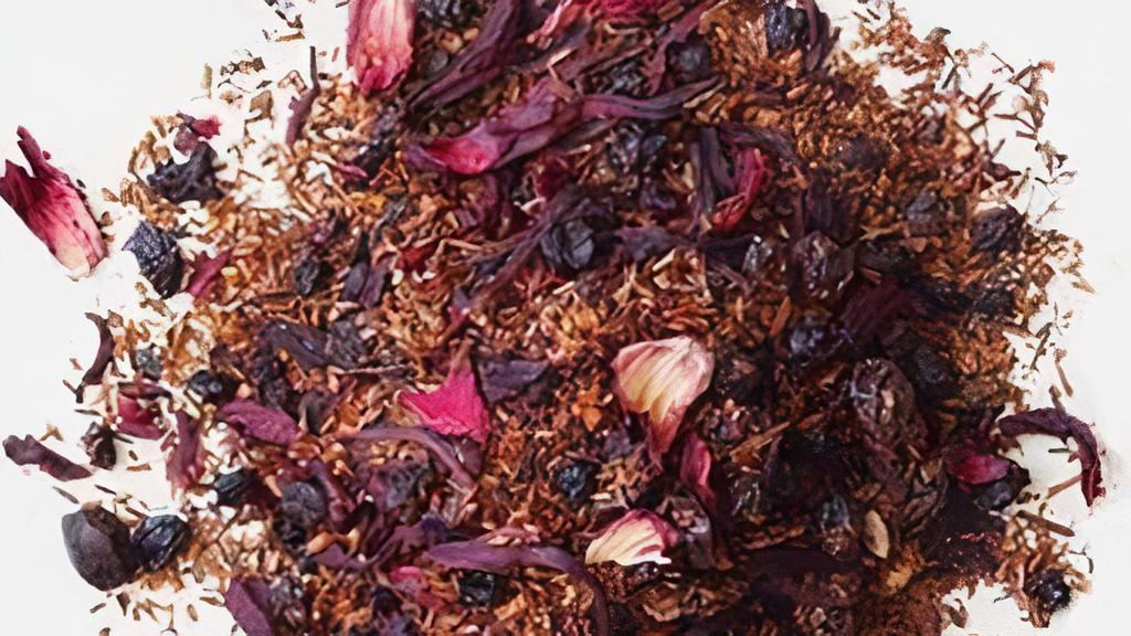 Blueberry Rooibos Tea · Fruity notes of elderberry, blueberries, and hibiscus to create a tart yet sweet herbal blend. Organic & Caffeine free.
