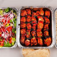 Chicken Kabob Family Style Meal · 10 Skewers Chicken Kabob
Includes White Rice (50 oz), Fatoush Salad (32 oz), Pita Bread (Pac...