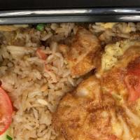 Crab Fried Rice · fresh wild caught crab meat   double eggs  rice onion tomato