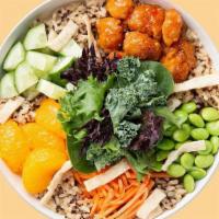 Asian Crispy Chicken Warm Grain Bowl · Our Chef recommends a base of our Super Grains Blend. It is served with Sweet Chili Crispy C...