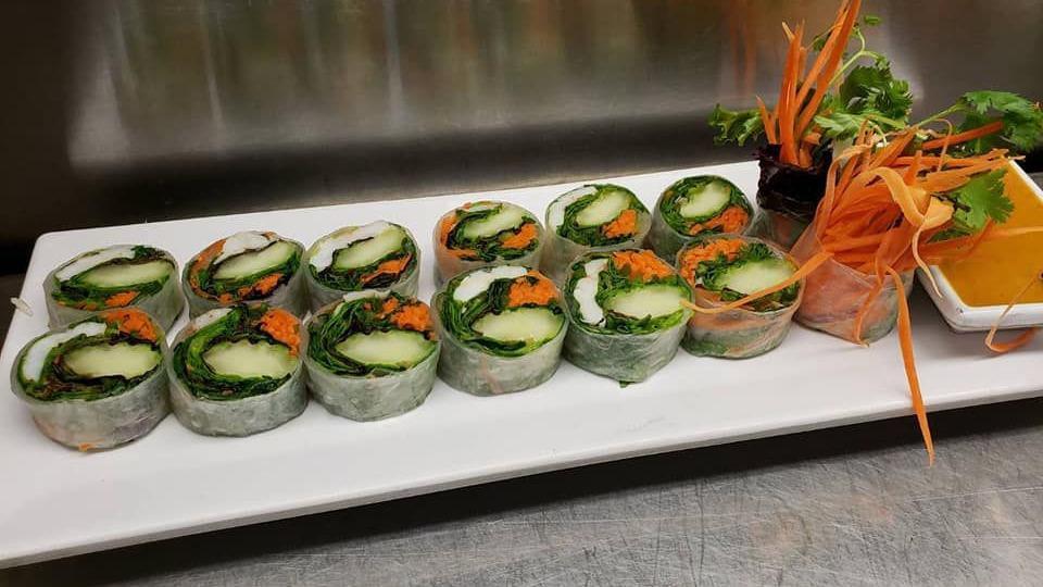 Fresh Roll · Vegan and gluten free option. Romaine lettuce, organic tofu, carrots, cucumber, cilantro and wrapped in rice paper served with peanut sauce.