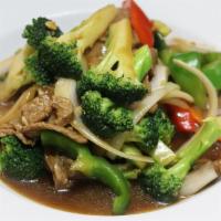 Broccoli Stir Fry · Broccoli, bell peppers and onions.