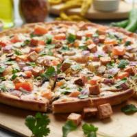 Tandoori Paneer Pizza Twist · This pizza has our signature tandoori sauce, masala paneer, fresh diced mozzarella cheese, f...