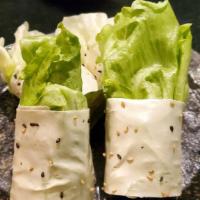 Spring Roll · Imitation Crab Meat, Avocado, Spicy Mayo & Shrimp Tempura wrapped in Lettuce