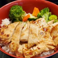 Chicken Teriyaki Bowl · Served with rice and Steamed Vegetables