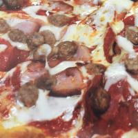 Meat Lovers Pizza · Pepperoni, sausage, salami, beef and ham.