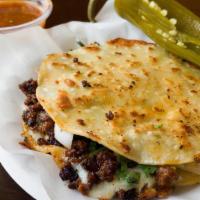 Mulitas Carne Asada (Beef) · Fresh Mulitas made with Grilled beef steak, cheese, onions, salsa, and cilantro.