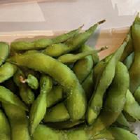 Edamame · Boiled soybeans in the pod, sprinkled with a little salt for texture