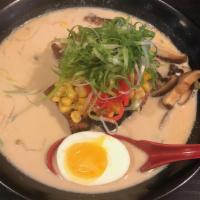 White Ramen · Original Pork Broth Flavor with Shiitake Mushroom, Green Onion, Boiled Egg, Bean Sprout, Kiz...