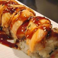 Bake Salmon Roll · In : California Roll
Out : Baked Salmon
Eel Sauce