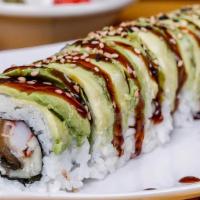 Caterpillar Roll · In : Fresh Water Eel, Crab Meat, Cucumber
Out : Avocado
Eel Sauce