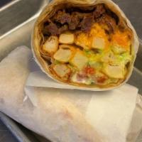 California Burrito · Carne asada, fries, Cheddar cheese and pico de gallo. Guacamole and sour cream