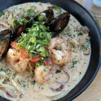Nagasaki Pasta · Seafood (calamari, shrimp, mussel), onion, peppers, bean sprout on house creamy sauce