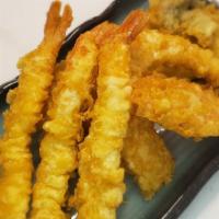 #56. Mixed Tempura · 3 shrimp tempura and 4 vegetable tempura.