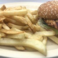 Chicken Fillet Combo · Chicken fillet sandwich with 1000 island dressing, lettuce, and tomato. It comes with a side...