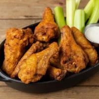 Wings Bone In Old Bay Dry Rub  · Crispy bone-in wings, celery, smoked onion ranch (280 cal) or house-made blue cheese dressin...