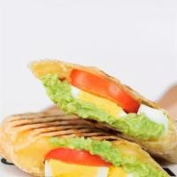 The Breakfast Wrap · Toasted Flatbread Wrap, Hard-Boiled Egg, Avocado, Cheddar Cheese, Tomato, Himalayan Pink Sea...