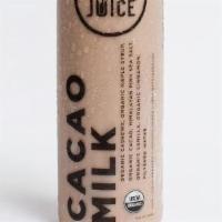 Cacao Milk 16 Oz · Organic Cashews, Organic Vanilla, Organic Cinnamon, Organic Maple Syrup, Organic Himalayan P...