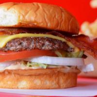 Bacon Cheeseburger · Smash Burger patty with smash sauce, American cheese, smoked bacon, shredded lettuce, tomato...