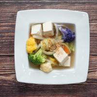 Tofu And Vegetable Soup(Small) · Fresh soft tofu with vegetable in clear soup.