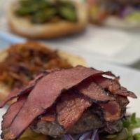 Pastrami Burger · 1/3lb Beef Patty Topped with Pastrami on a Sesame Bun. 

Choose: Lettuce, Tomatoes, Pickels,...