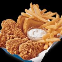 Chicken Strip Basket (4 Pieces) With Fountain Drink · A DQ® signature, 100% all-tenderloin white meat chicken strips are served with crispy fries,...