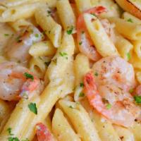 Grilled Shrimp Pasta · Grilled shrimp served on Penne pasta w/choice of our housemade pasta sauce.