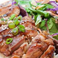 Chicken · Grilled chicken drizzled with teriyaki sauce, topped with sesame seeds & green onions, serve...