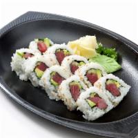 Tuna · Sashimi-grade tuna, cucumber, and avocado, topped with sesame seeds.