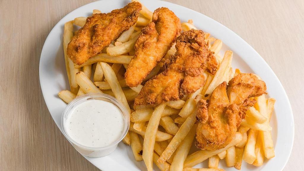 #12 Chicken Tenders 4Pc · Chicken Tenders come with French Fries and includes Ranch dressing. . Combo includes a regular Drink
