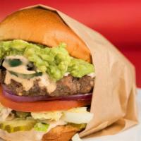El Caliente · El Caliente Burger includes: . 100% fresh ground beef patty. Grilled Jalapenos. Fresh Guacam...