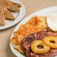 Ham & Eggs · Ham & Eggs Plate includes: . Grilled Bone in Ham, . 3 CA Fresh Eggs prepared any style,. Cri...