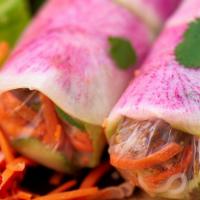 Fresh Rolls · Your choice of protein or not, rolled with pickled carrots & daikon, lettuce, cucumber, cila...
