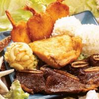 Seafood Bbq Combo · A surf and turf mix! consists of panko shrimp, fried fish, and your choice of a BBQ item.