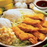Curry Chicken Katsu · Crispy chicken katsu served along with sides of rice and macaroni salad and homemade yellow ...